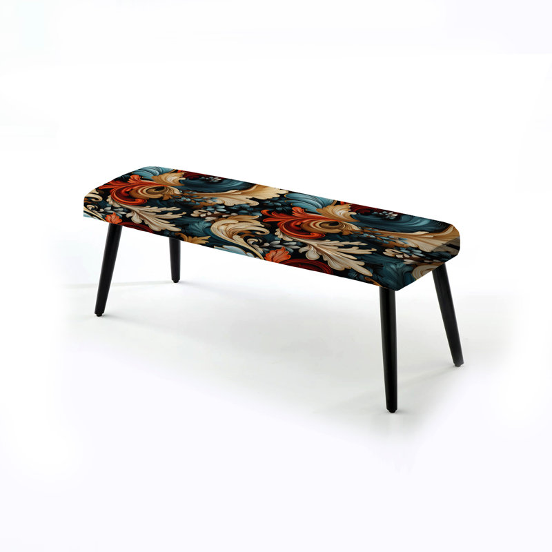 Banc en tissu noir à motif cachemire