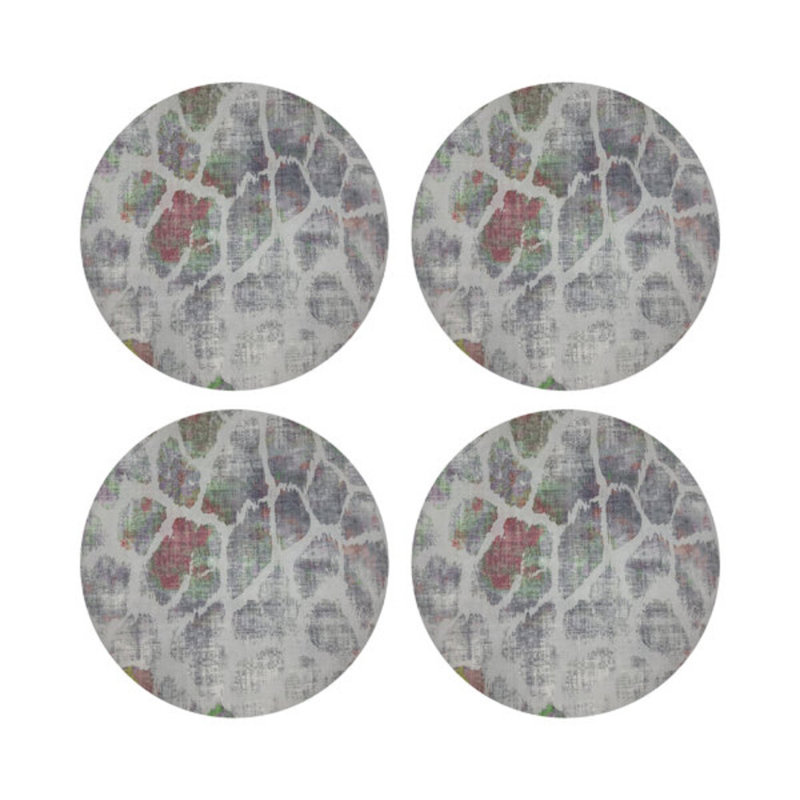 Giraffe Vegan Leather Round Pebble Placemat, Holiday