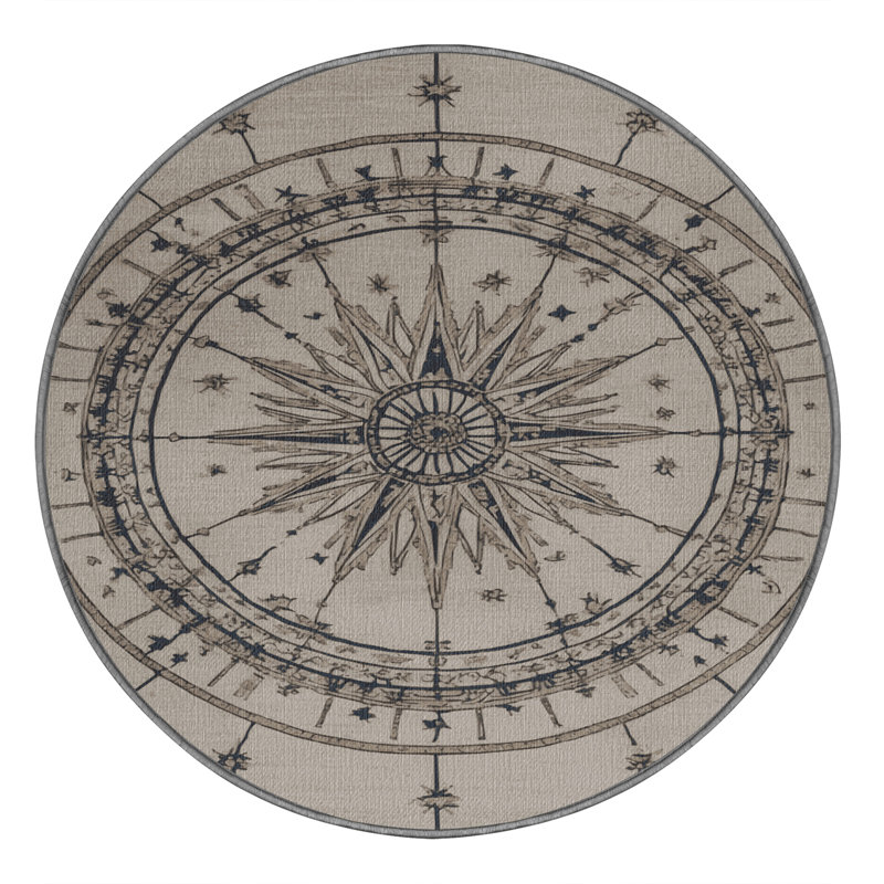 Tapis nautique à motif d'étoiles lavables, Rond 8 pi