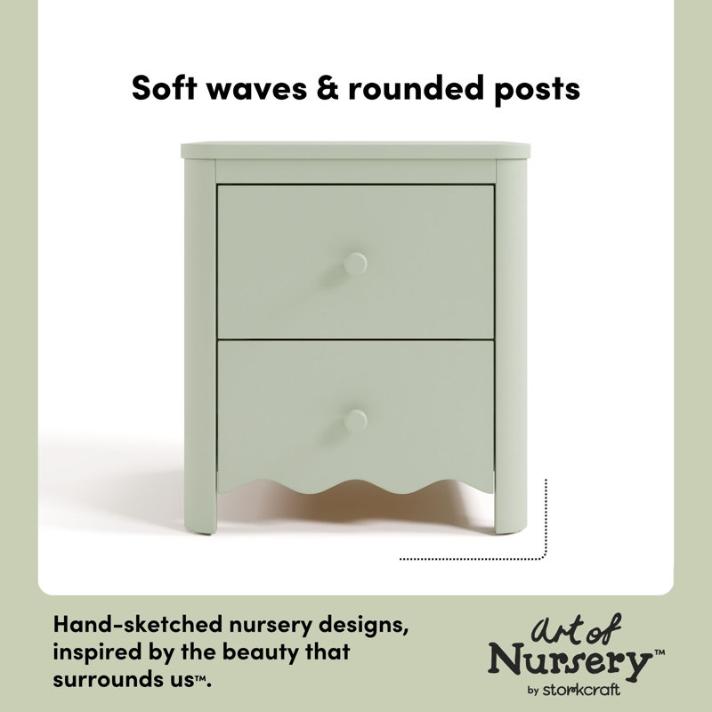 Casablanca 2 Drawer Nightstand, Sage