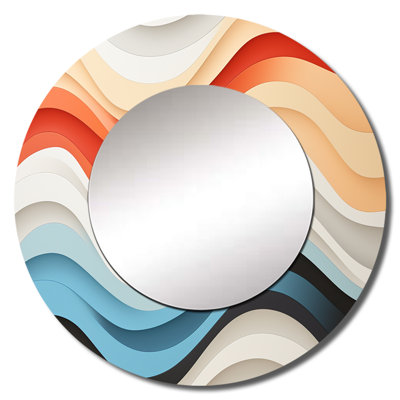 Opt Art Straight Line Delirum II - Op Art Decorative Mirror, Modern Round Wall Mirror, Printed Metal Art