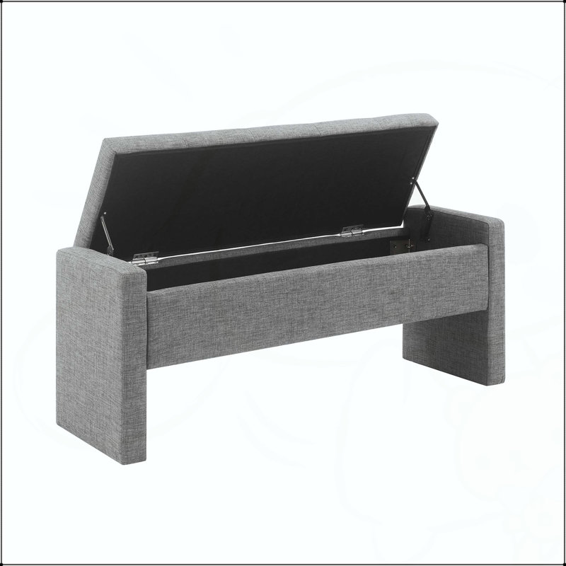 Banc de rangement en lin 47 po avec élévateur hydraulique, Gris foncé