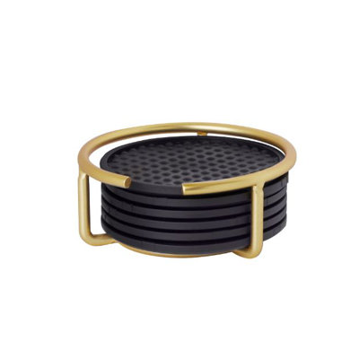 Abelina Round 6 Piece Coaster Set With Holder