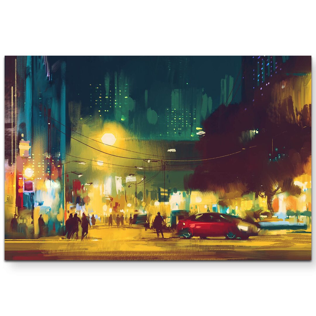 Leinwandbild Stadt bei Nacht - Illustration