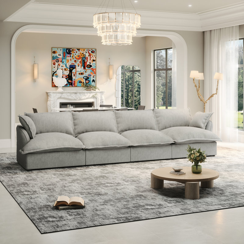 Upholstered Sofa, Cloud Sofa Modular Sectional Sofa Cloud Modern Couch Down Fill Cushions Soft Couches For Living Room, Bedroom Linen Blend