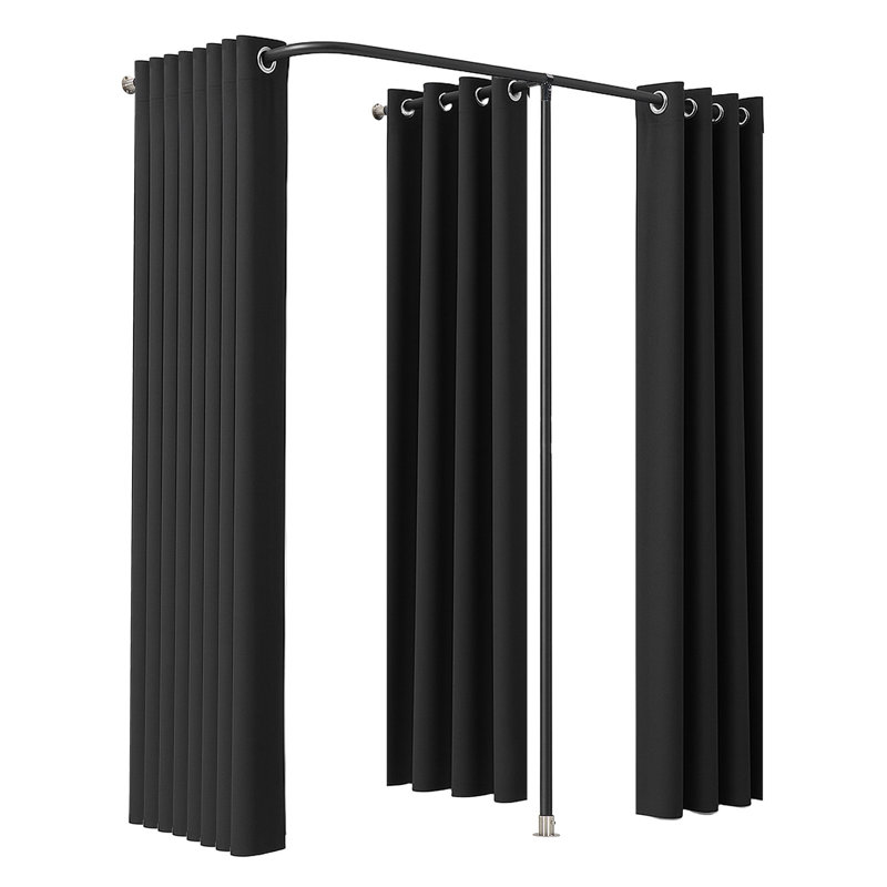 Cabine d'essayage, vestiaire portatif avec rideaux en polyester épais, vestiaires doubles avec rideaux de séparation, pour boutique, centre commercial, studio, magasin de tailleur et bureau 79 po x 39 po x 79 po (noir)