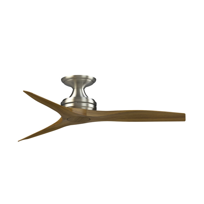Spitfire 48 inch Flush Indoor/Outdoor Ceiling Fan - Brushed Nickel with Koa blades, Brushed Nickel, Koa