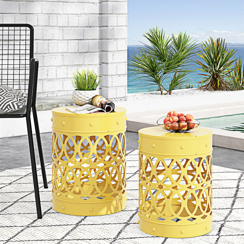Outdoor Side Table Set, Yellow