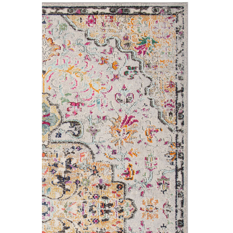 Tapis oriental gris / doré Felty, Carré 8 pi