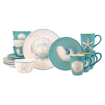 Ocean View 16pc Dinnerware Set Service for 4