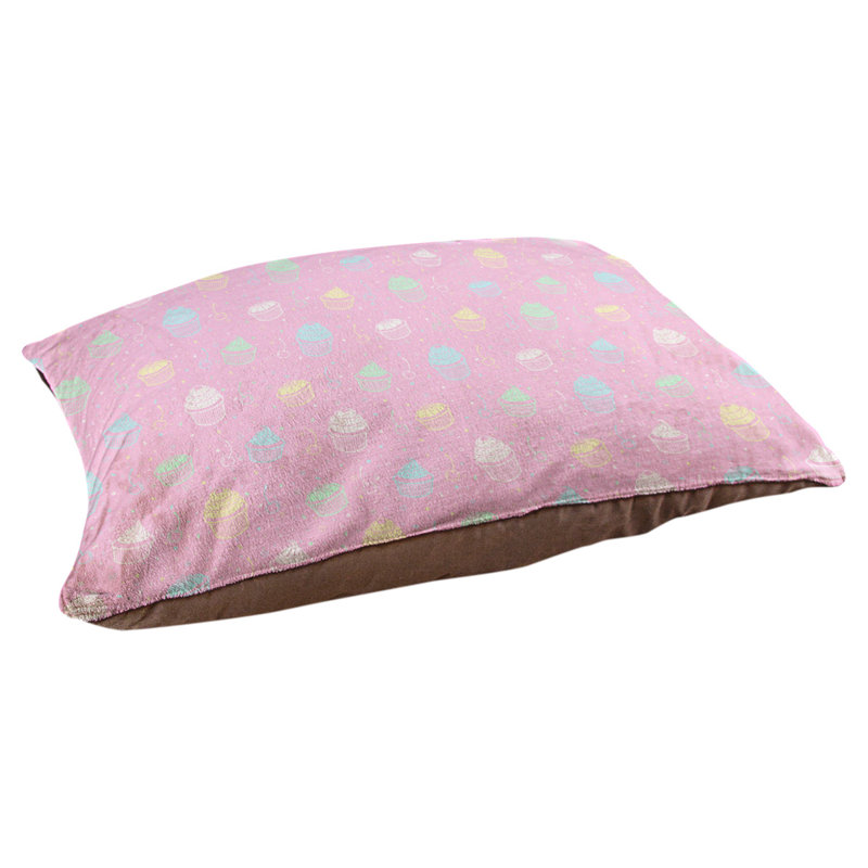 Coussin stylisé pour chat pastel petits gâteaux Byrge, L 14 po x l 42,50 po, Rose / Bleu
