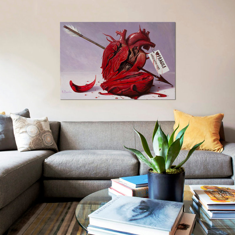 «Fragile: Handle with Care», impression sur toile, H 18 po x l 26 po x P 1,5 po, Toile avec cadre noir