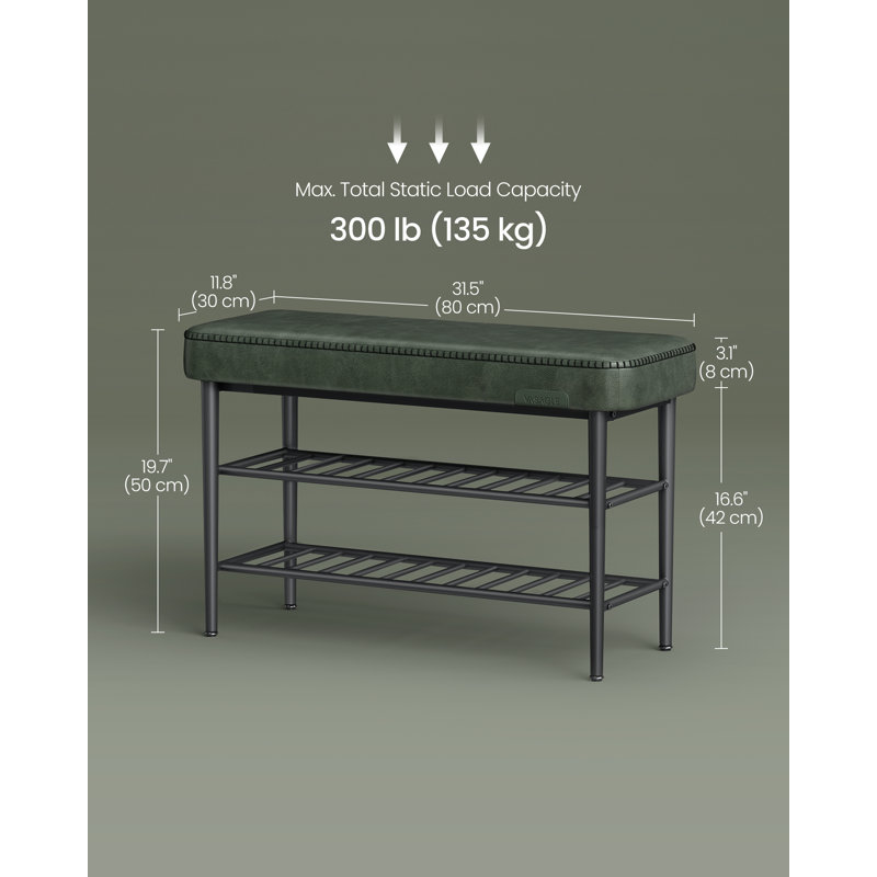 8 Pair Shoe Storage Bench, Forest Green