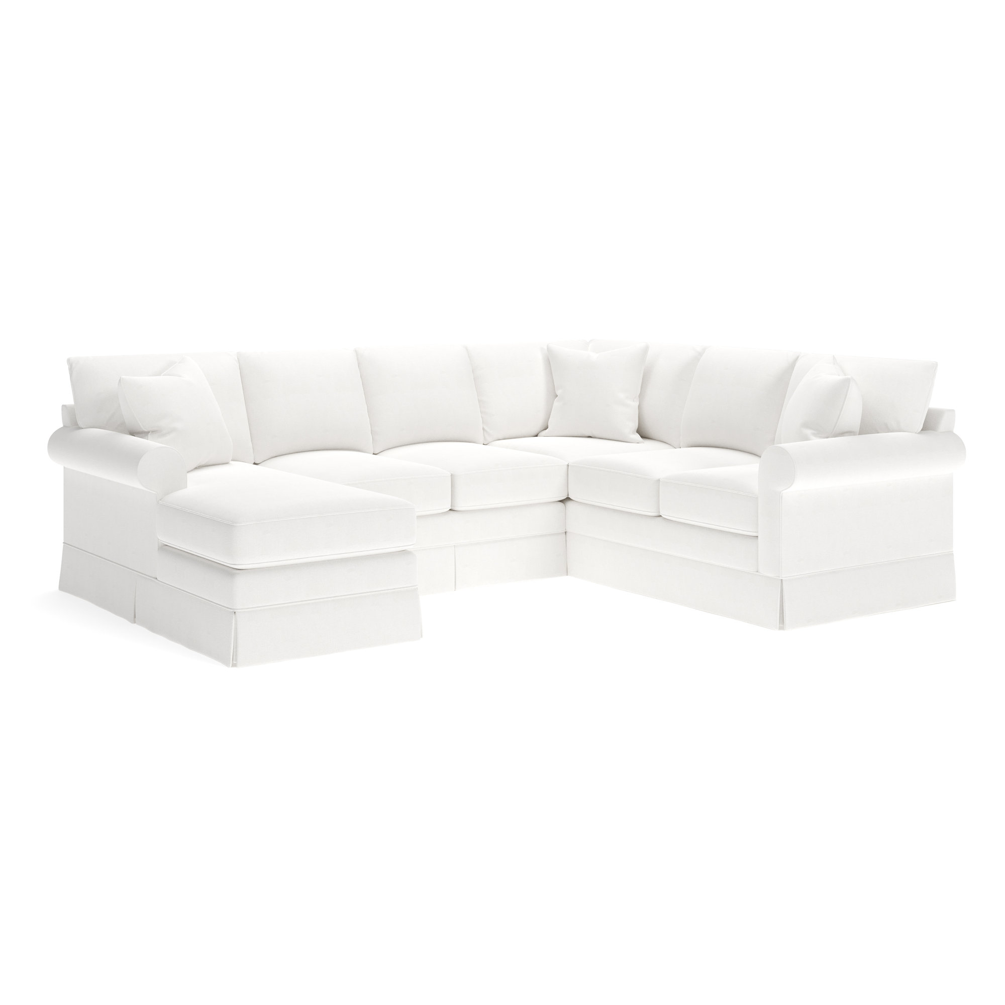 Friedman Upholstered Chaise U-Sectional, Left Hand Facing, Drusky Moonglow Sustain® Basketweave