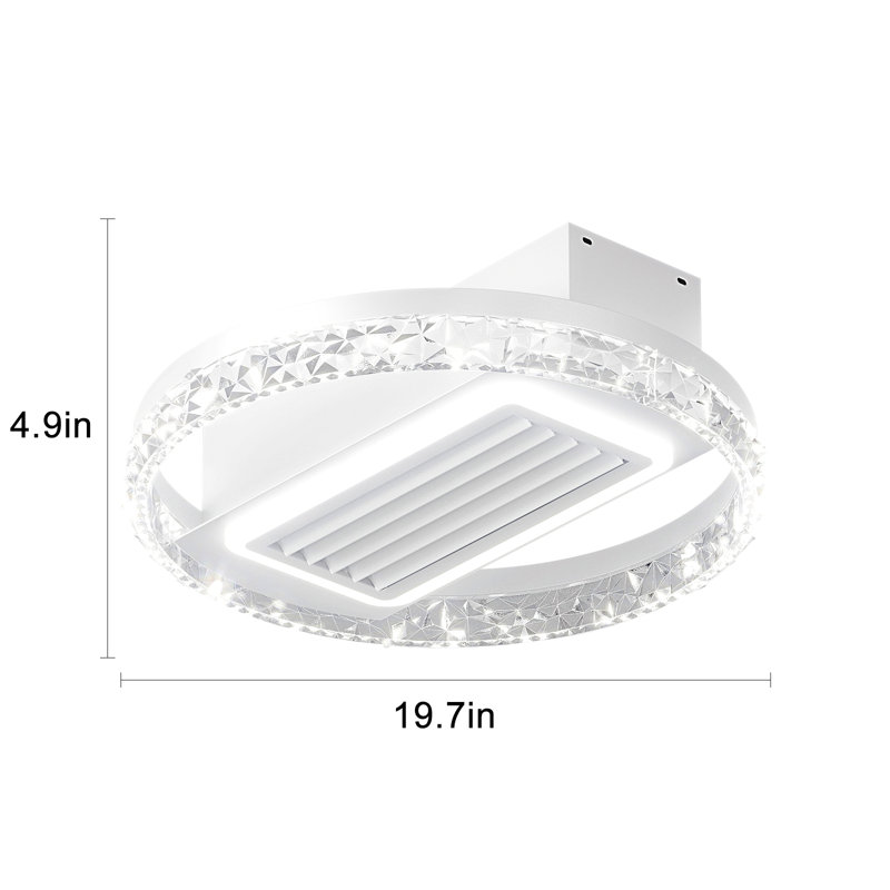 20" Led Bladeless Ceiling Fan Light With Remote Control – Modern Flush Mount Ceiling Lamp With Air Circulation & Adjustable Brightness For Living Room, Dining Room, Or Bedroom, Silent/6-Speed/Dc Motor