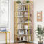 Bibliothèque d'angle Bibliothèque en L de 72 po, bibliothèque de coin Bibliothèque industrielle à 5 niveaux en forme de L, grandes bibliothèques avec étagère de présentation perlée pour grand salon-2017617222-2017617240