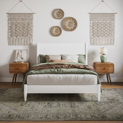 Bromwyn Mid Century Modern Solid Wood Low Profile Platform Bed