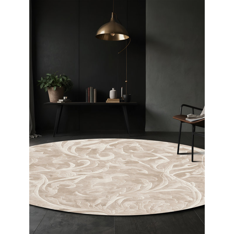 Machine Washable Beige Area Rug, Round 3'