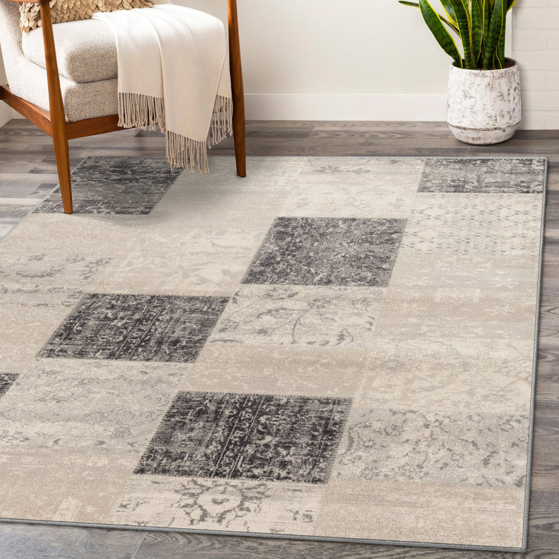 Tapis gris / beige Matrix, Rectangulaire 8 pi x 10 pi