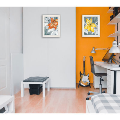 Set Of Two Tiger Lilies 1 White Framed Print Wall Art