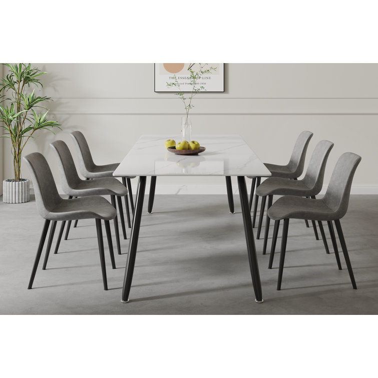 Ikbale Modern Dining Table Antique White Sintered Stone Tabletop