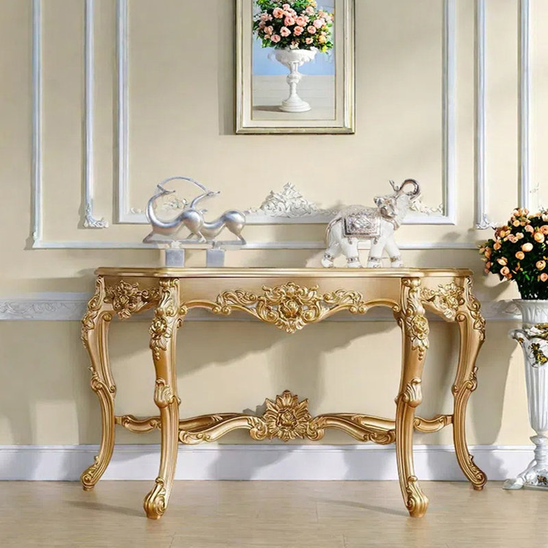 Console American, H 31,5 po x l 55,5 po x P 13,8 po, Or champagne