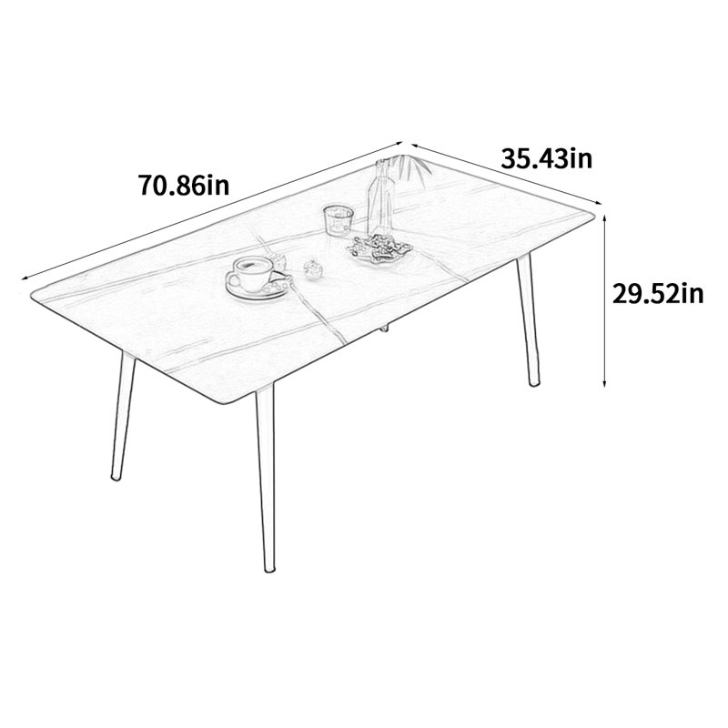 Gray Rectangular Rock Slab Dining Table, 29.52"H x 70.86"L x 35.43"W