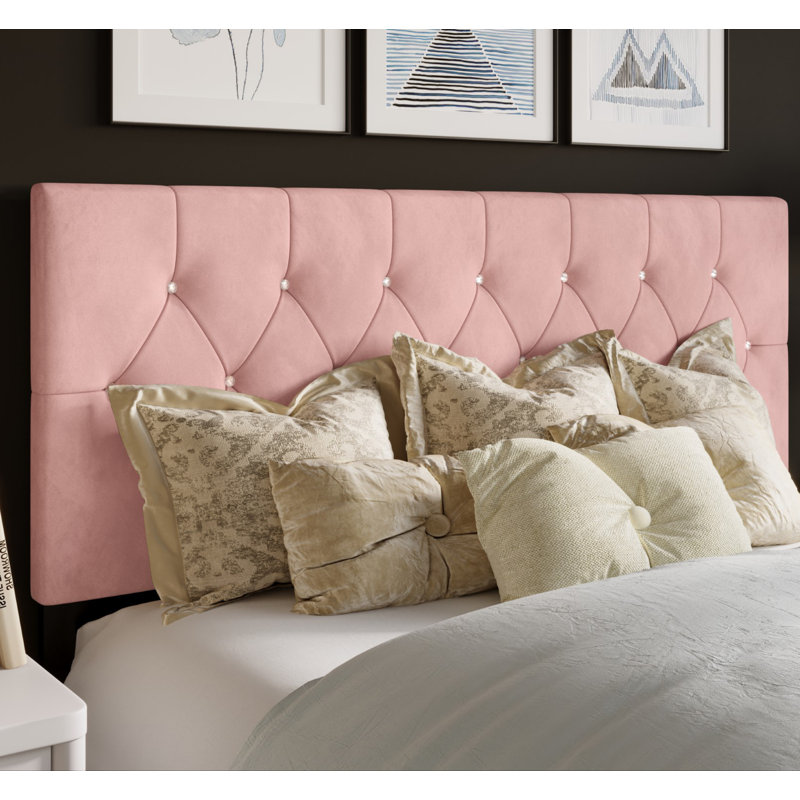 Tête de lit tapissier en velours Ameer, Très grand, Velours rose