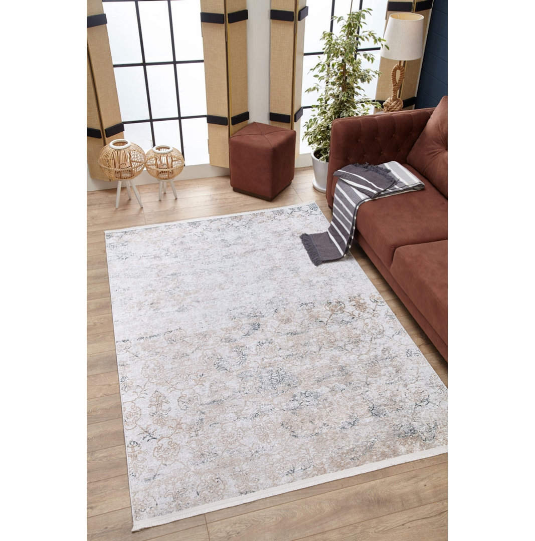 Teppich Azaliya aus Baumwolle in Beige