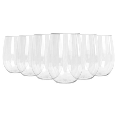 Argon Tableware Reusable Plastic Stemless Wine Glasses