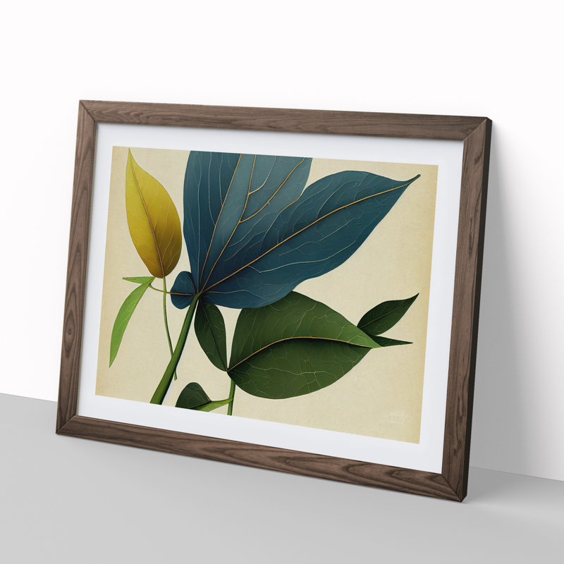 Inspirational Leaf - Single Picture Frame Print, 34cm H x 46cm W x 2cm D, Walnut