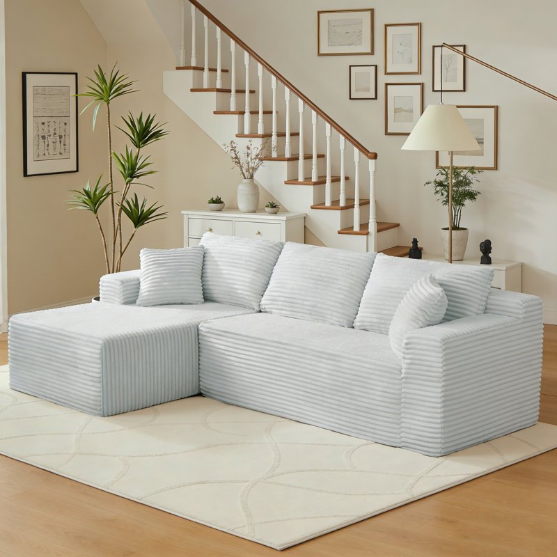 L-Shaped Modular Sofa Couch, Light Gray