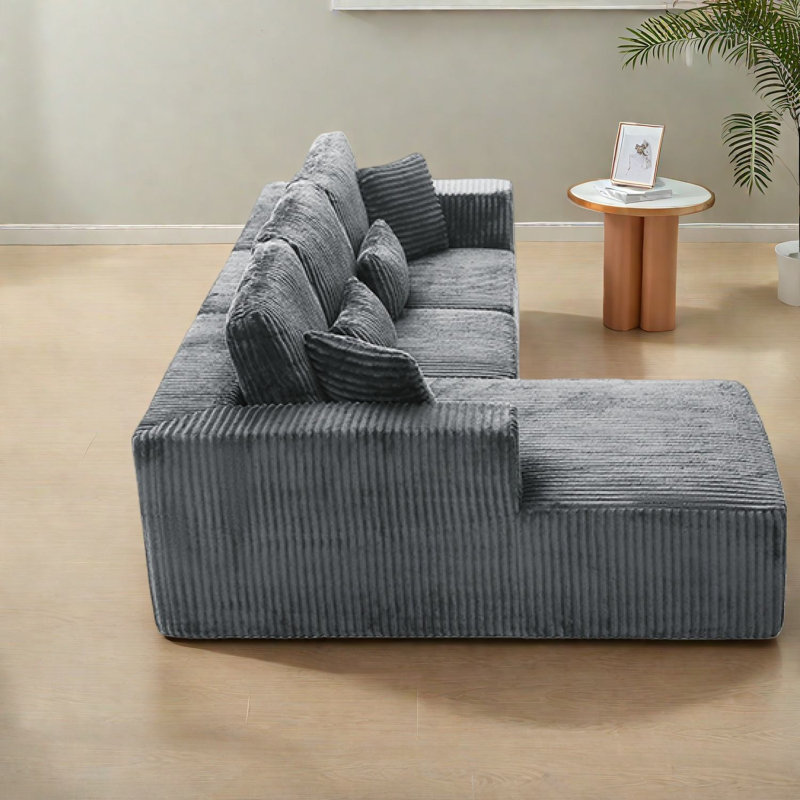 Canapés gris luxueux, conception modulaire en chenille, idéal pour les maisons modernes