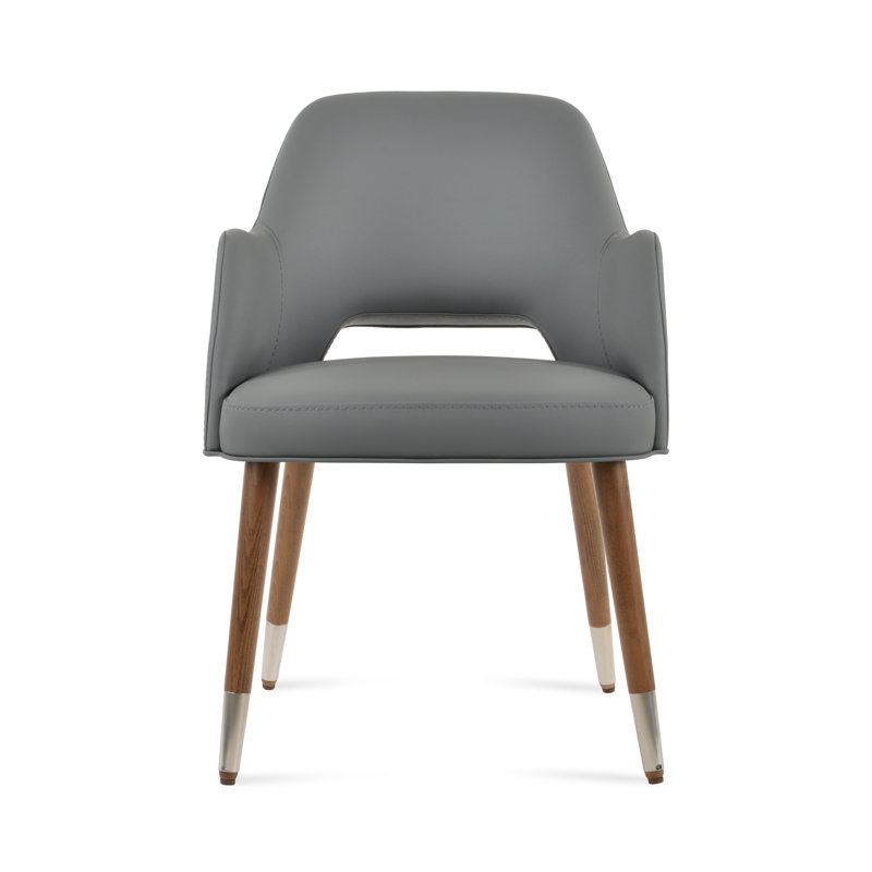 Chaise avec accoudoirs Marash, Noyer, Gris foncé