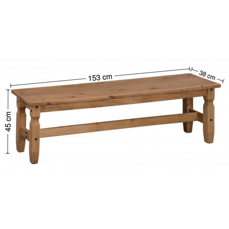 Bridewell Solid Wood Bench, 45 x 153 x 38cm