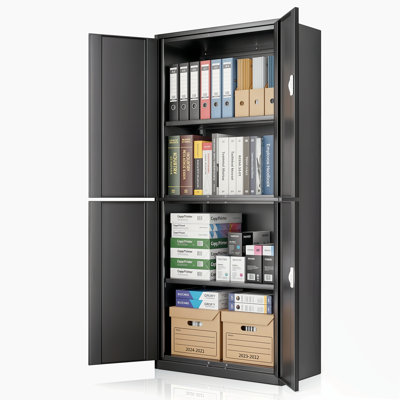 Herschmann 71" Metal Garage Storage Cabinet with Locking Doors, 4 Adjustable Shelves for Home Office by Hokku Designs