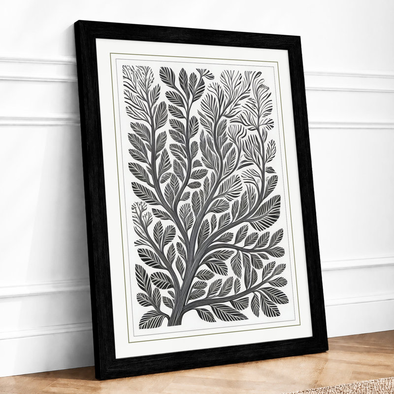 Woodcut Botanical - Framed Print, A1 - 84.1 x 59.4 cm, Black