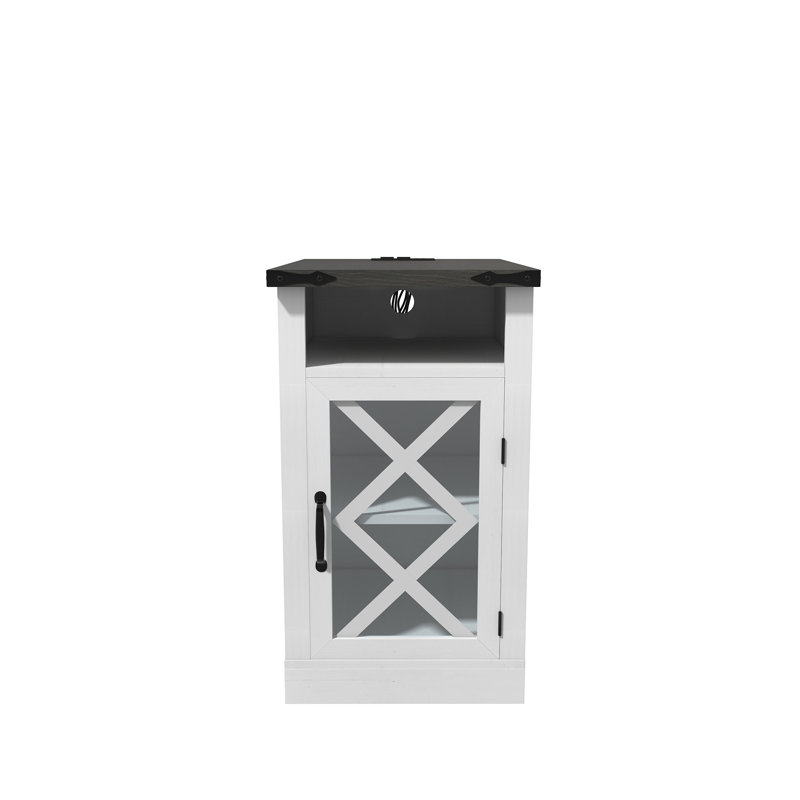 Table de bout Farmhouse avec station de charge (table de chevet incluse seulement)