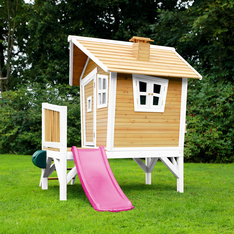 Robin AXI 264cm W x 177cm D Outdoor Hemlock Wood Luxury Playhouse, Natural/White/Purple