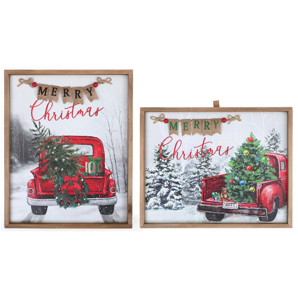 The Holiday Aisle® 2 Piece Framed Merry Christmas Sign Set 
