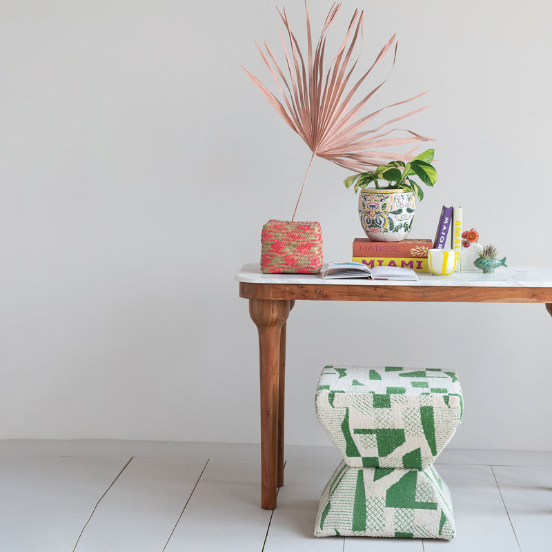 Acacia Wood Console Table With Marble Top