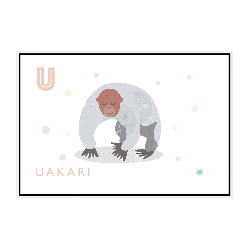 Uakari - imprimé, Pas de tapis, H 40 po x l 60 po x 1,5 po, Toile blanche encadrée