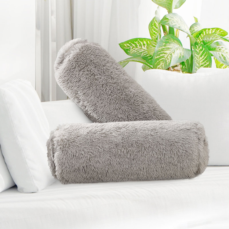 Faux Fur Reversible Throw Pillow, Silver