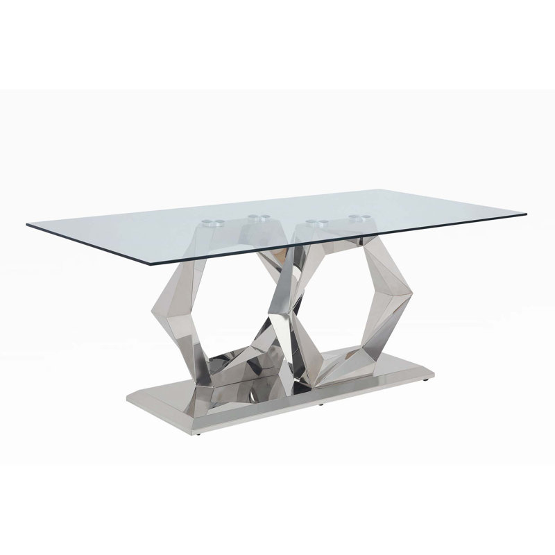 Table de salle à manger, table de salle à manger, table de cuisine avec double base hexagonale en acier