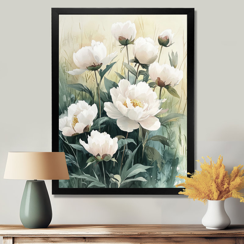 Giddings - Floral Canvas Art Print, H 40 po x l 30 po, Noir, noir, noir, noir, Reproduction encadrée d'une seule photo