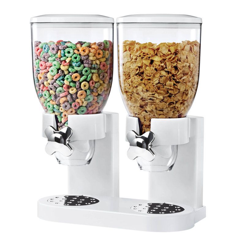 White Dual Canister Dry Food Dispenser with Chrome Accents