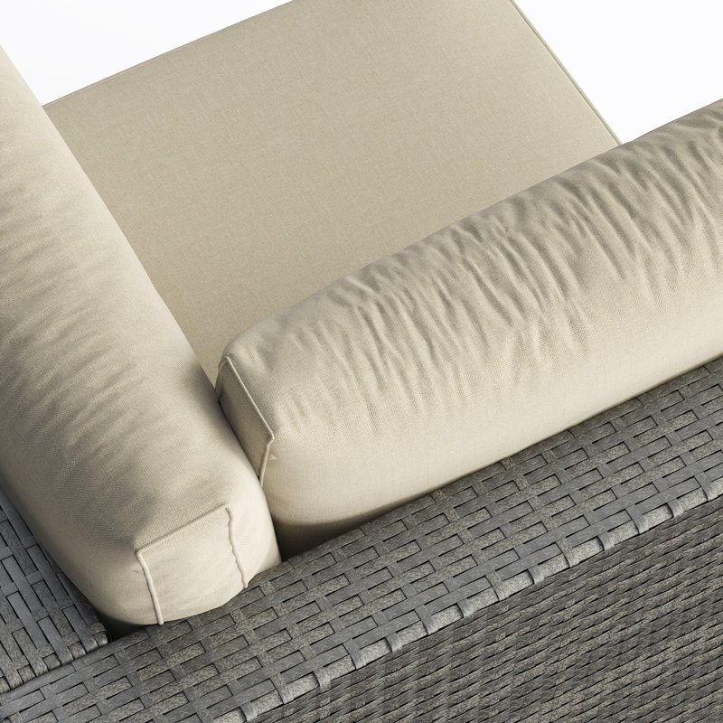 Wicker 6 - Person Modular Patio Conversation Sets with Cushions, Grey Frame/Beige Cushion
