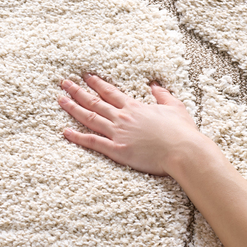 Ashal Abstract Indoor Rug, Runner 2'3" x 9', Cream/Beige