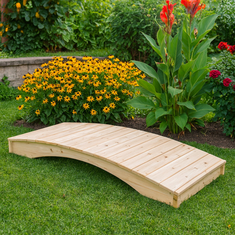 Pont de jardin en planches de cèdre Keystone Amish Co., 91 cm x 122 cm, teinture feuille de tilleul, 3 pi x 4 pi