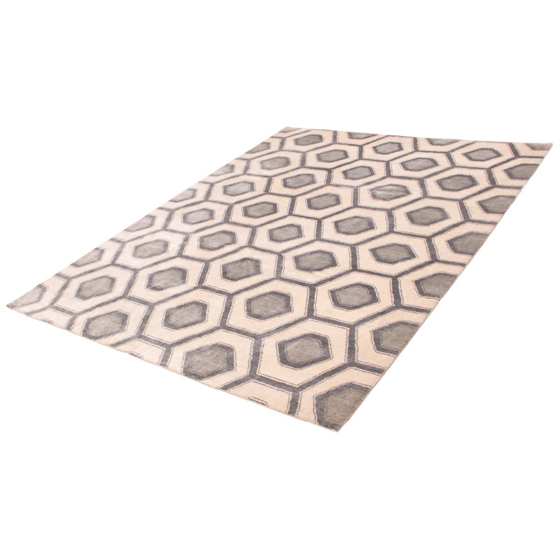 Tapis unique en viscose crème 9 pi 3 po x 11 pi 9 po Kmiyah